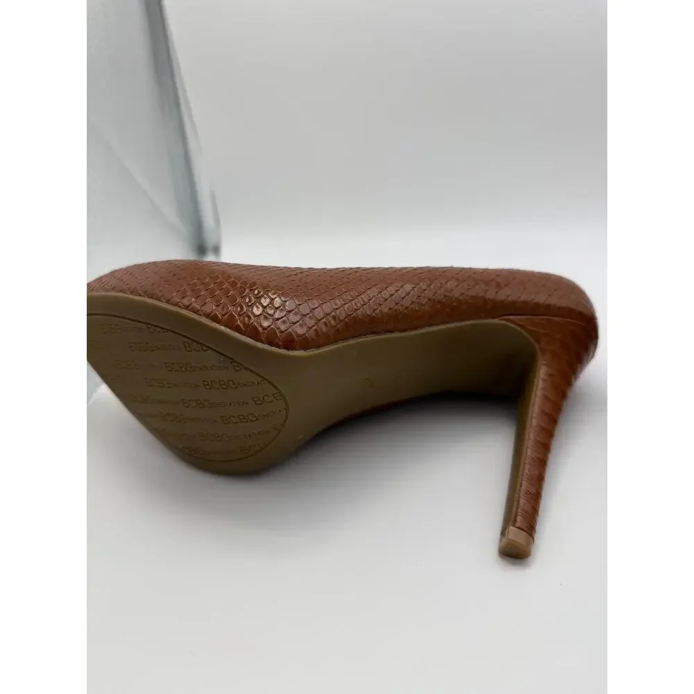 BCBGeneration Penni Camel Brown Close Point Snakeskin 4/5" Heels Shoes Size 7.5M - Picture 6 of 9